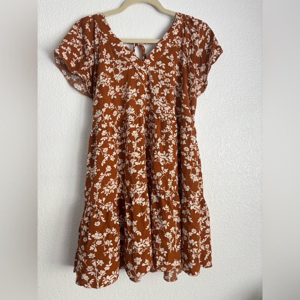 Old Navy Brown and Cream Floral Dress